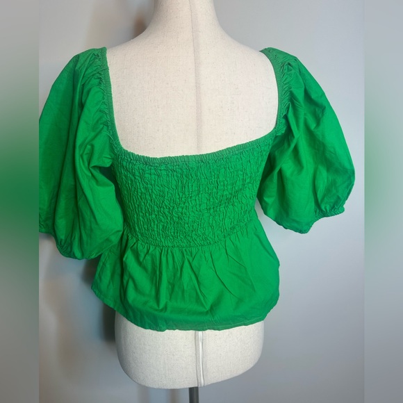 NWT sz M Sim & Sam emerald green ruched puff bubble sleeve top blouse - Picture 3 of 9